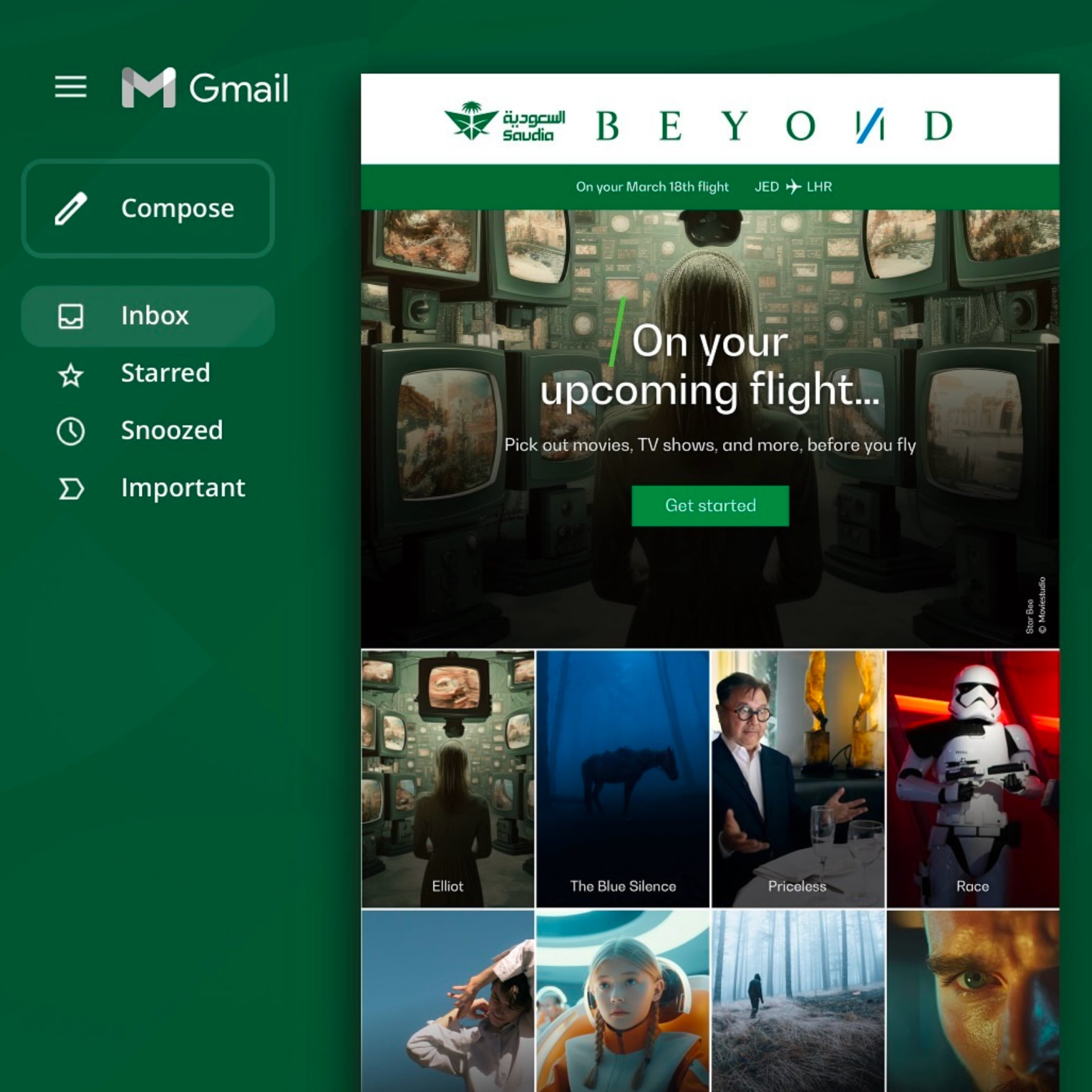 SaudiaBEYOND website on mobile where passengers plan entertainment